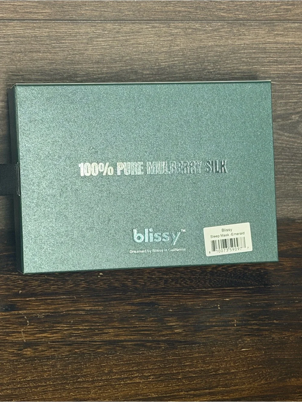 Blissy Emerald 100% Mulberry Silk Sleep Mask 22 Momme w/ Box & Pouch